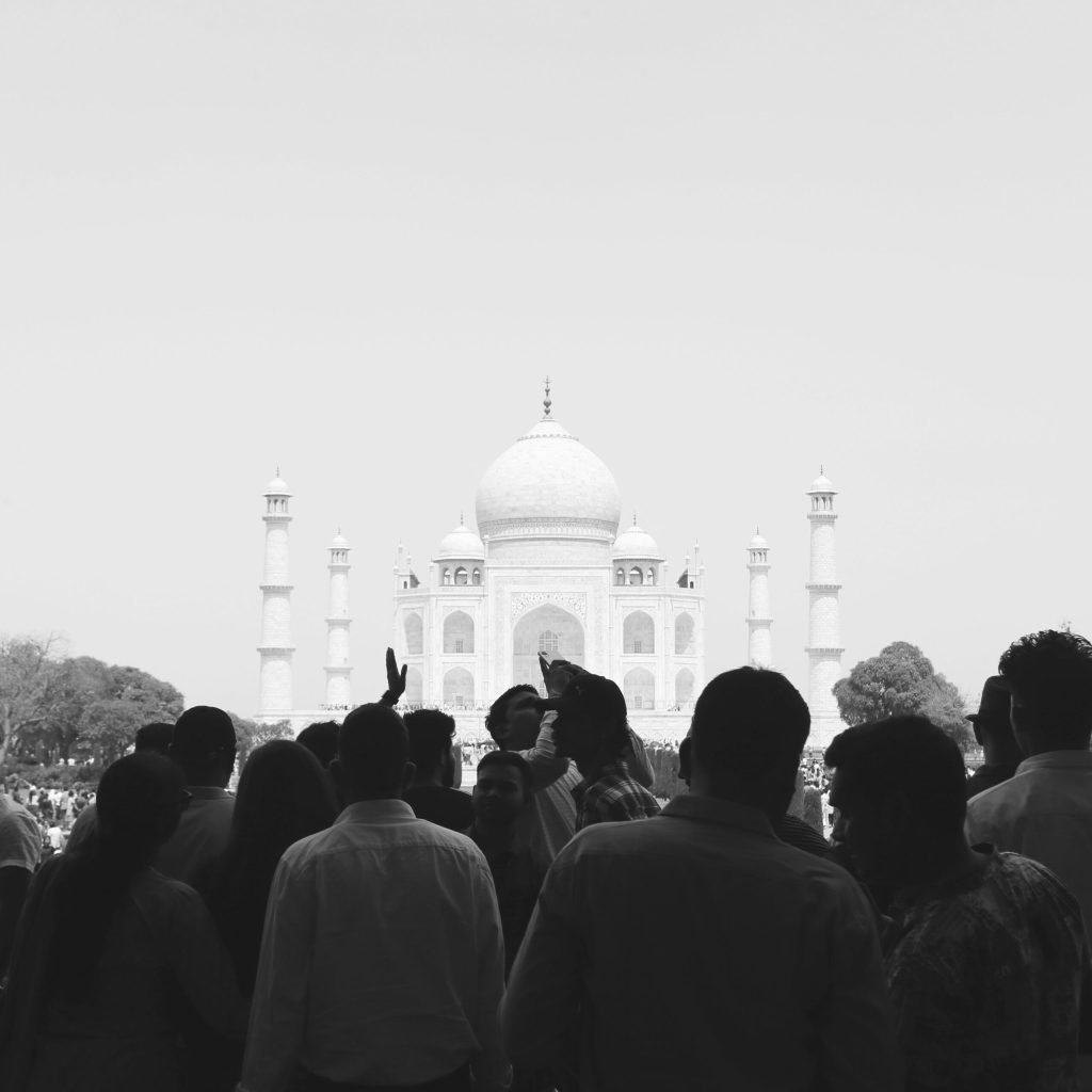 Taj Mahal, Agra, India: ivory-white marble mausoleum